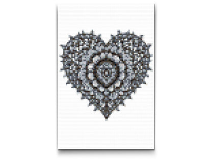 Diamond Painting - Sort og hvidt hjerte