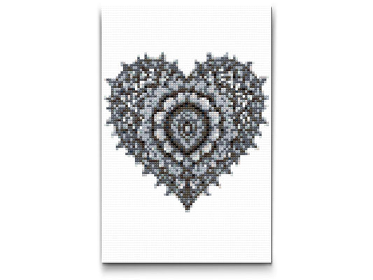 Diamond Painting - Sort og hvidt hjerte