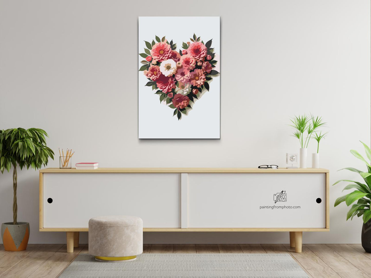 Paint by Numbers - Hjerte lavet af blomster