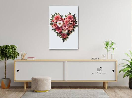 Paint by Numbers - Hjerte lavet af blomster