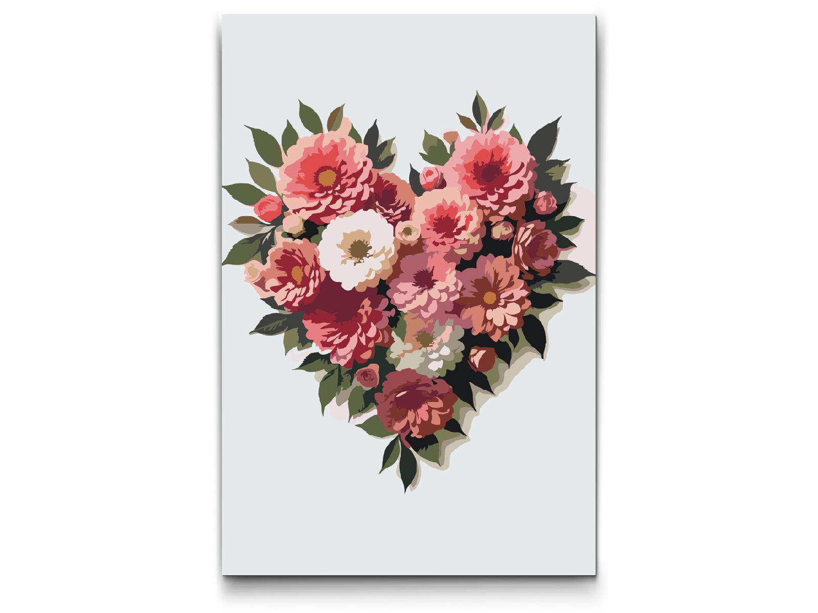 Paint by Numbers - Hjerte lavet af blomster