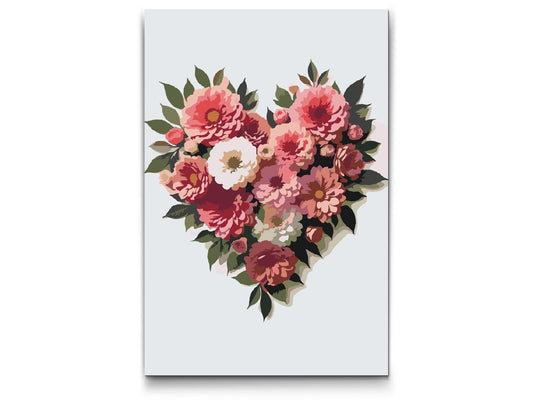 Paint by Numbers - Hjerte lavet af blomster