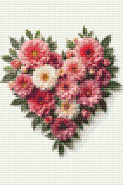 Diamond Painting - Hjerte lavet af blomster