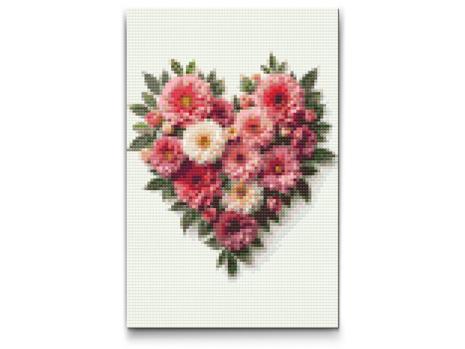 Diamond Painting - Hjerte lavet af blomster