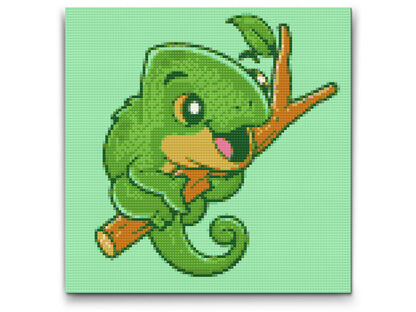 Diamond Painting - Kameleon på en gren
