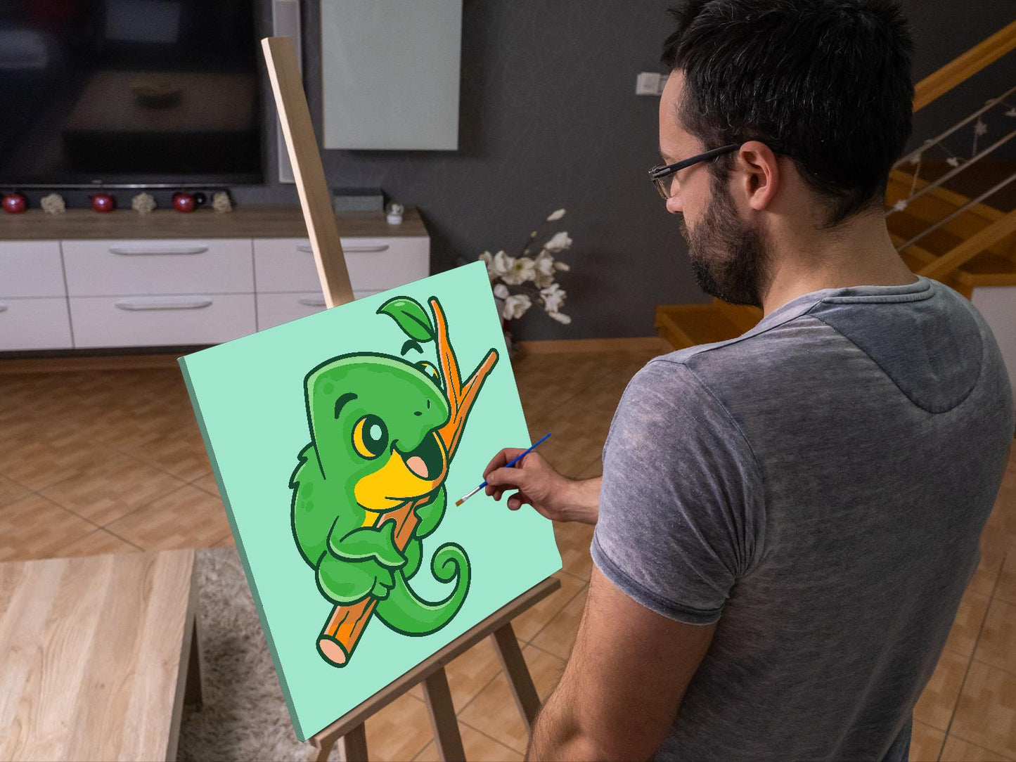 Paint by Numbers - Kameleon på en gren