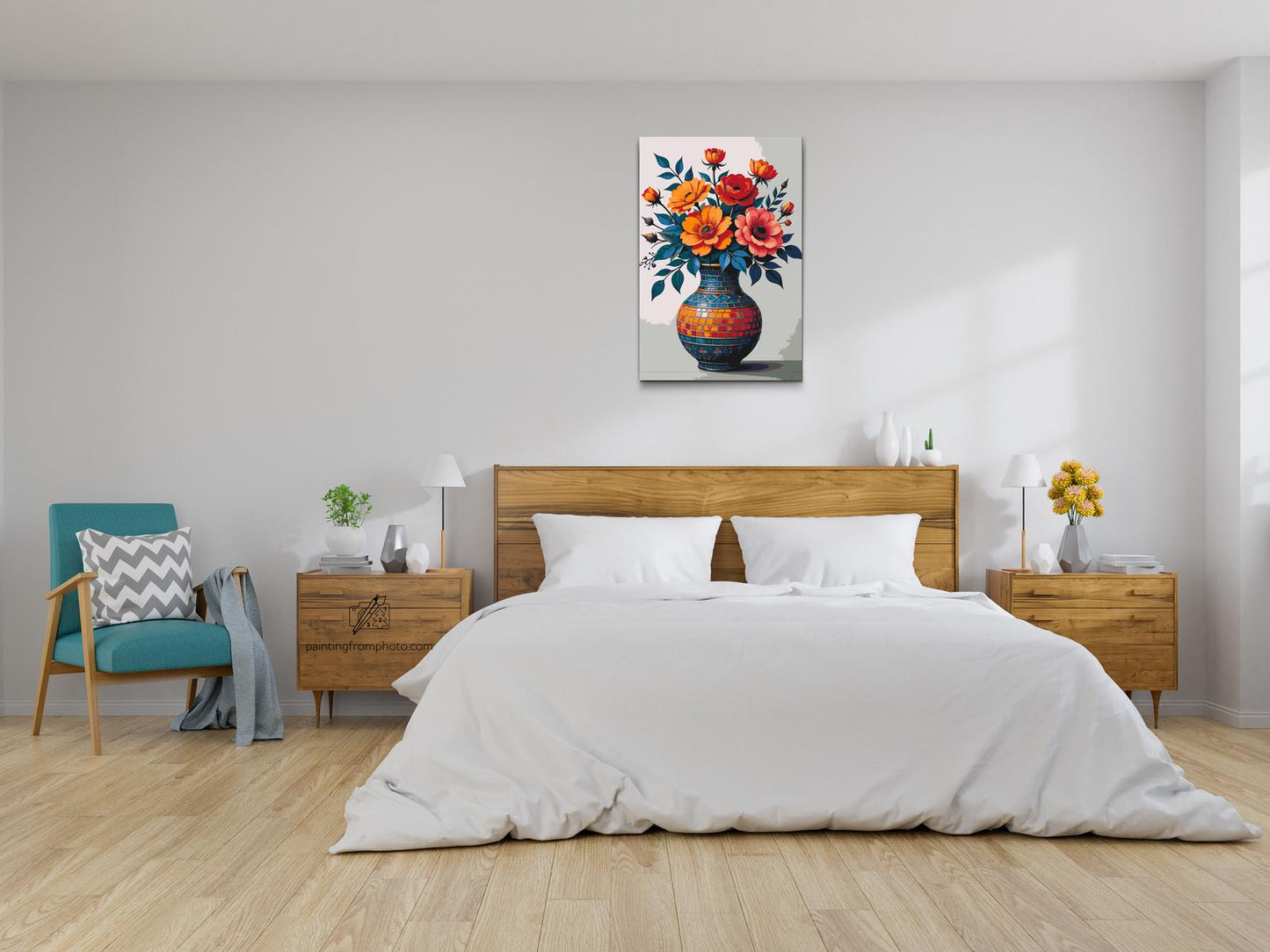 Paint by Numbers - Farverig buket i en mosaikvase