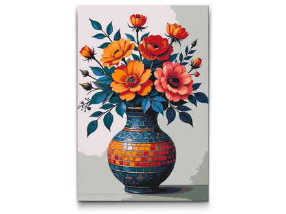Paint by Numbers - Farverig buket i en mosaikvase