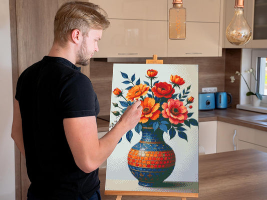 Diamond Painting - Farverig buket i en mosaikvase