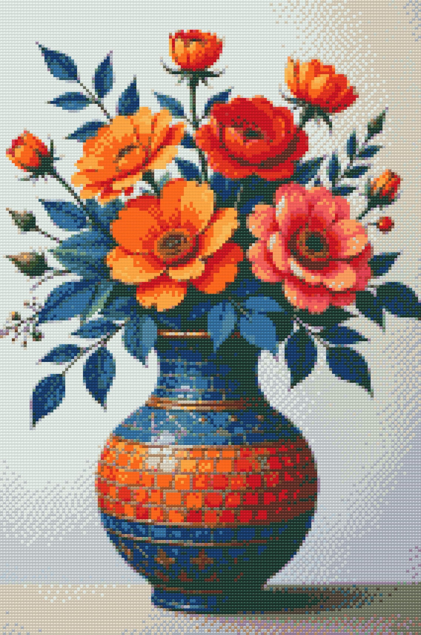 Diamond Painting - Farverig buket i en mosaikvase