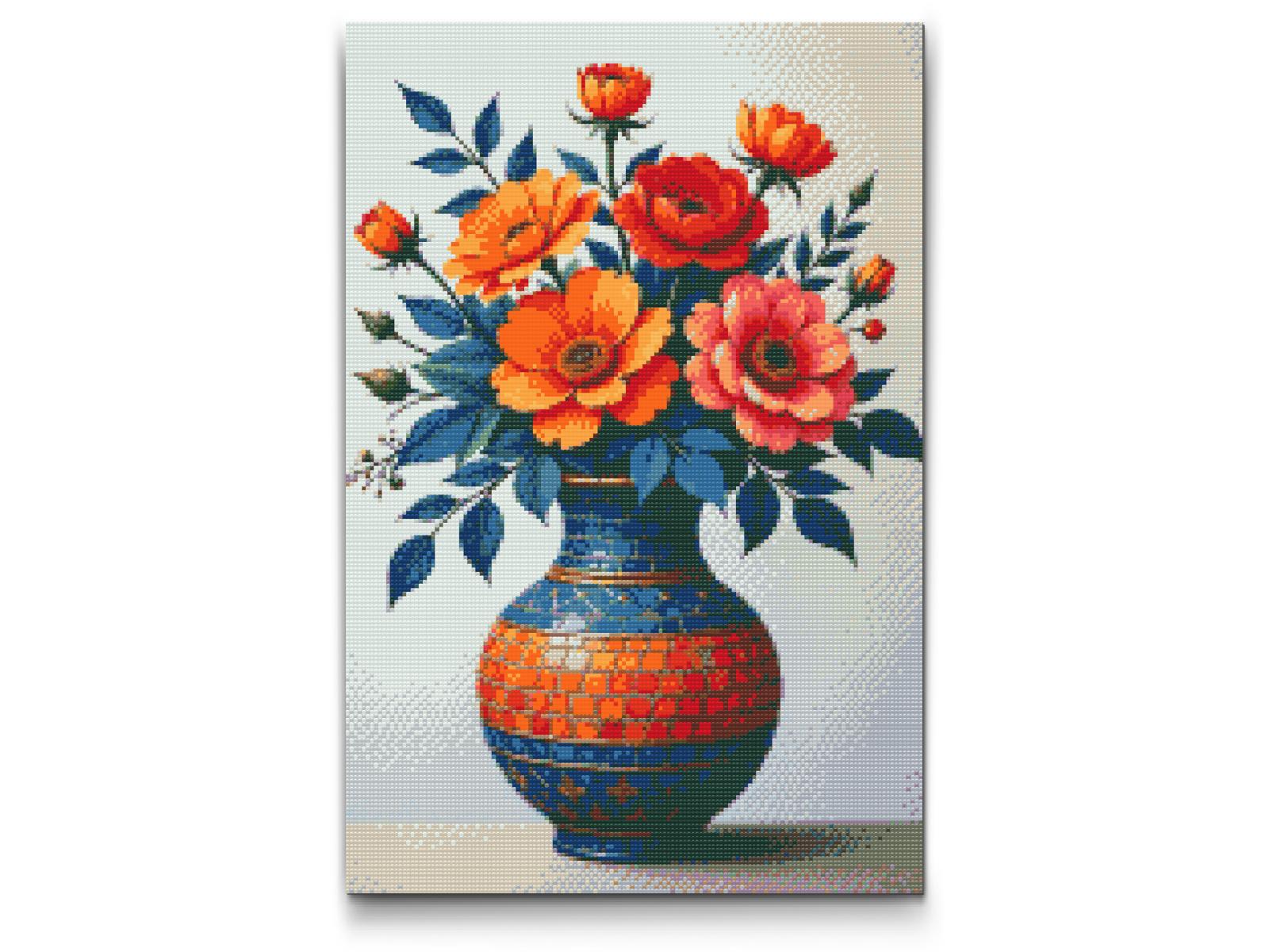 Diamond Painting - Farverig buket i en mosaikvase