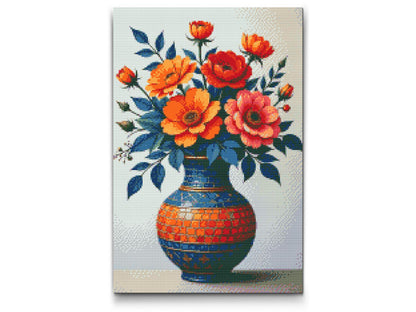 Diamond Painting - Farverig buket i en mosaikvase