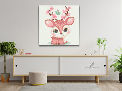 Diamond Painting - Hjorte med kirsebærblomster