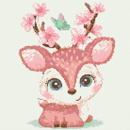 Diamond Painting - Hjorte med kirsebærblomster