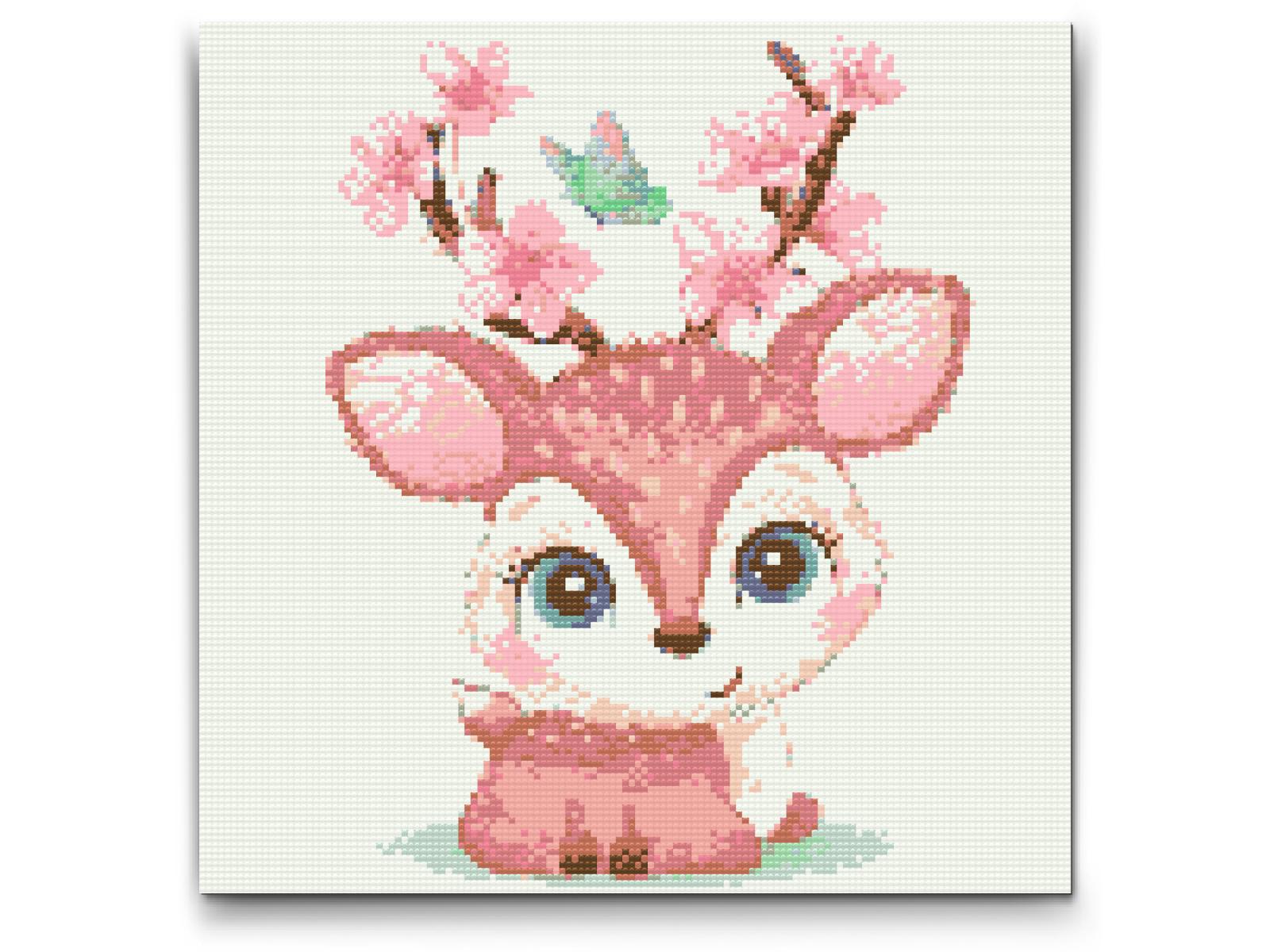 Diamond Painting - Hjorte med kirsebærblomster