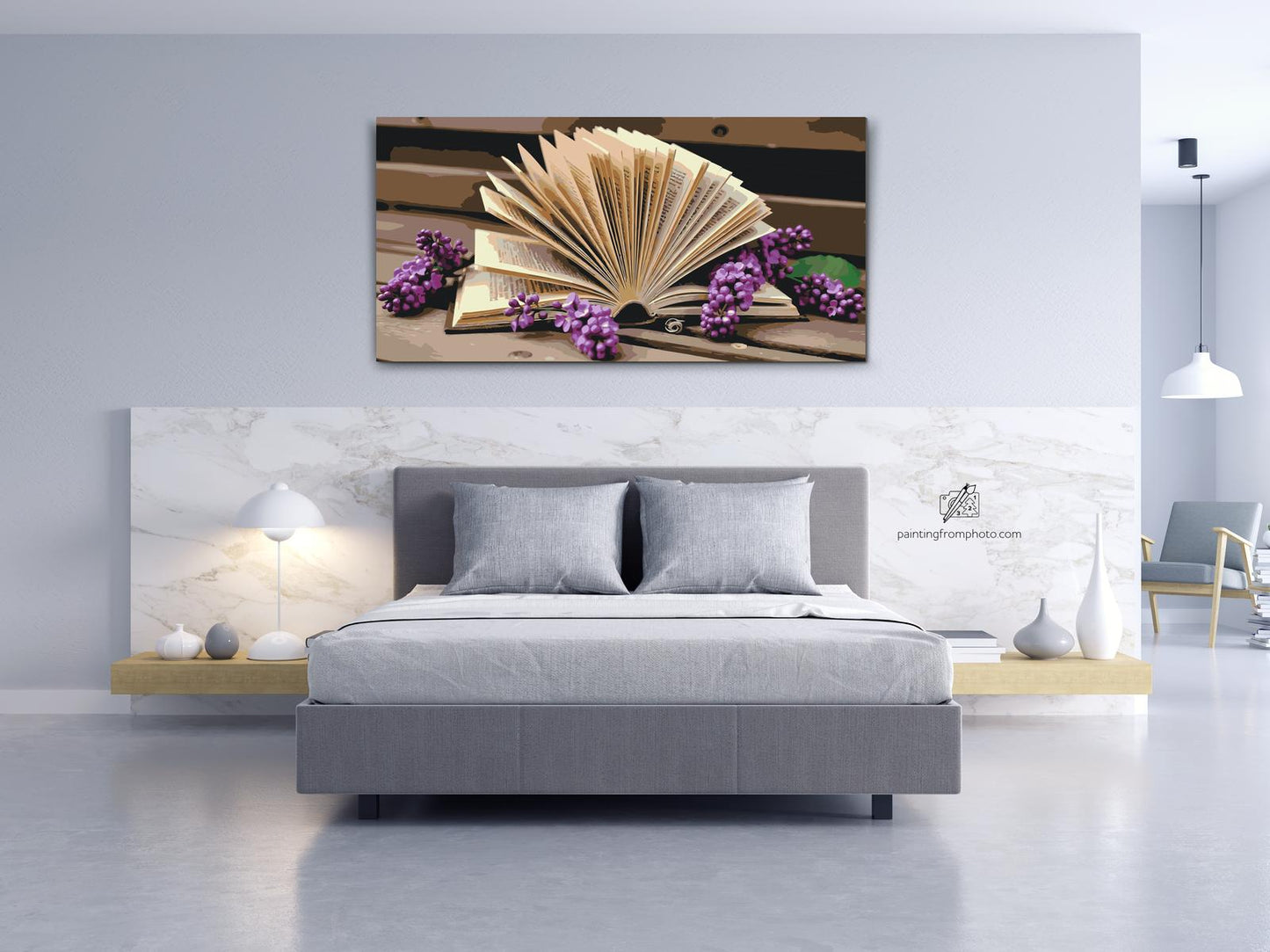 Paint by Numbers - Syrenblomster med en bog