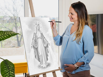 Mal-med-prikker -  Maria med en krone