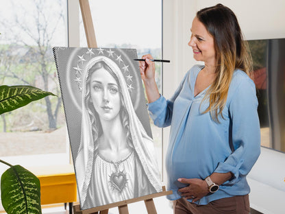 Mal-med-prikker -  Mary med et hjerte