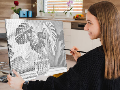 Mal-med-prikker -  Monstera i en vase