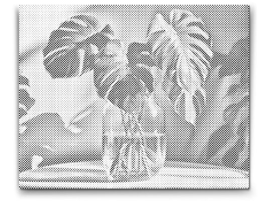 Mal-med-prikker -  Monstera i en vase