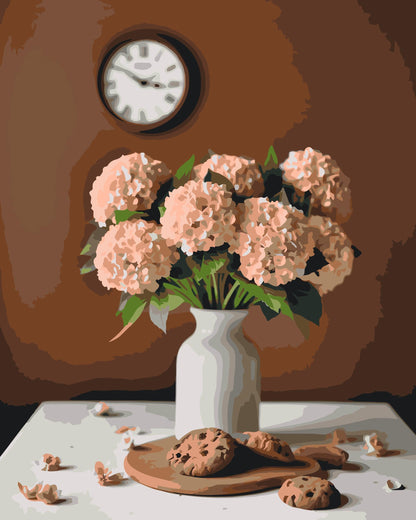 Paint by Numbers - Vintage lyserøde hortensiaer