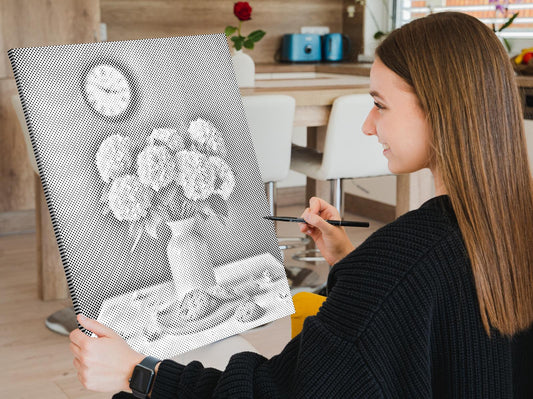 Mal-med-prikker -  Vintage lyserøde hortensiaer