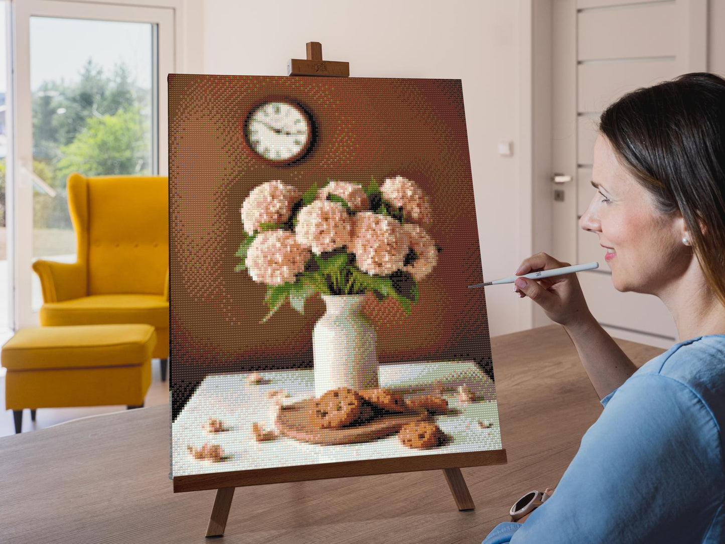 Diamond Painting - Vintage lyserøde hortensiaer