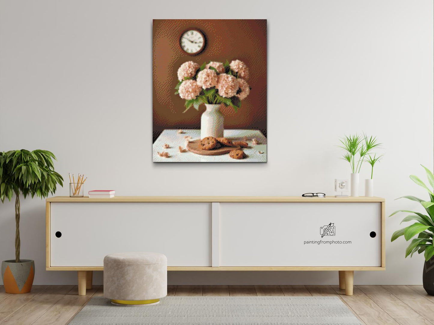 Diamond Painting - Vintage lyserøde hortensiaer