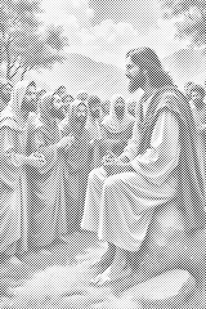 Mal-med-prikker -  Jesu Prædiken i Skoven