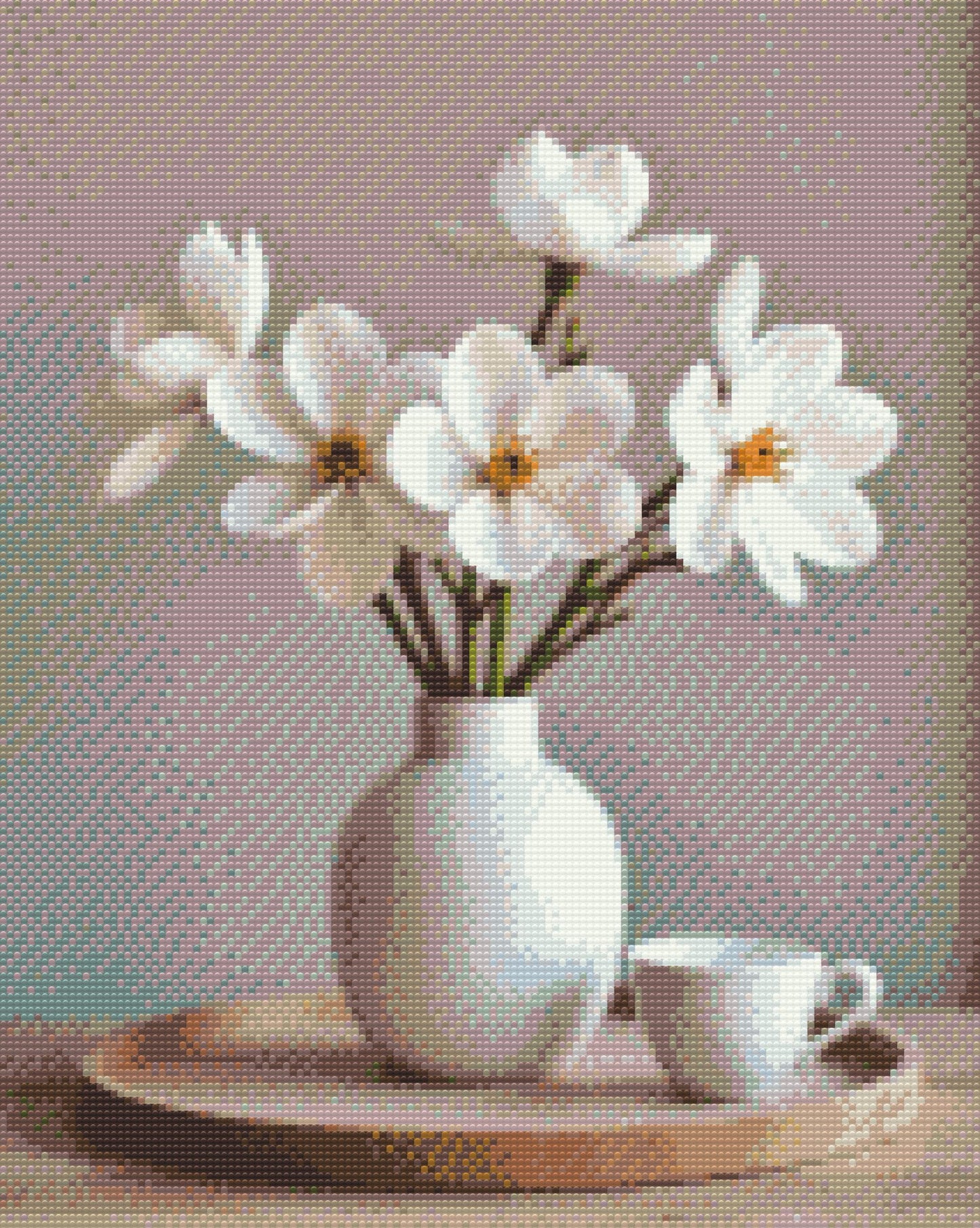 Diamond Painting - Forårshvide blomster i en vase