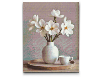 Diamond Painting - Forårshvide blomster i en vase