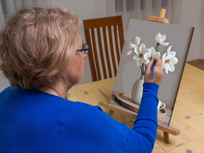 Paint by Numbers - Forårshvide blomster i en vase