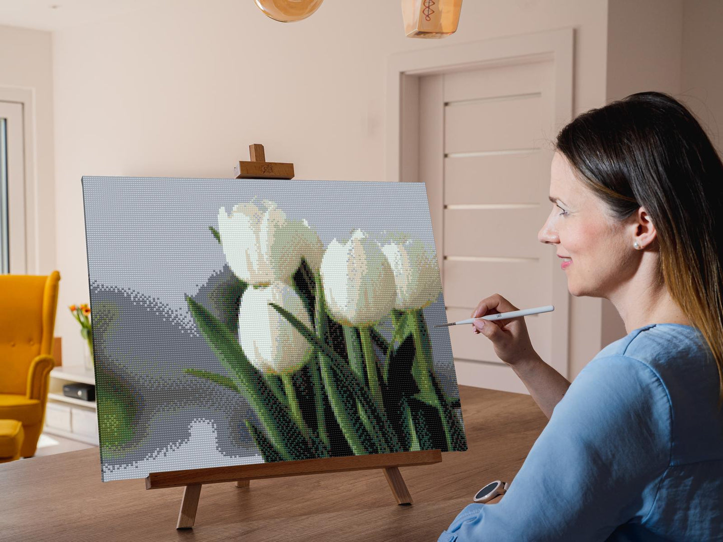 Diamond Painting - Hvide tulipaner