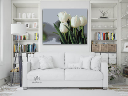 Diamond Painting - Hvide tulipaner
