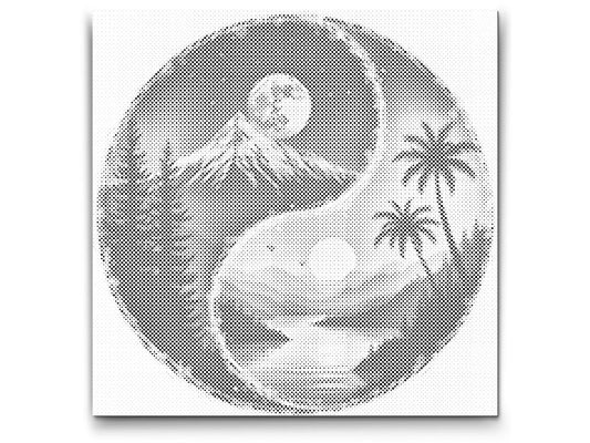 Mal-med-prikker -  Yin Yang Sol og Måne
