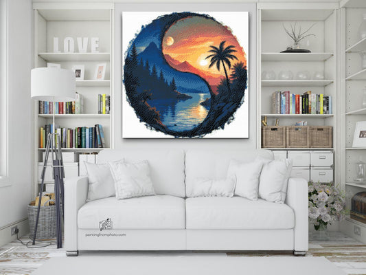 Diamond Painting - Yin Yang Sol og Måne 2