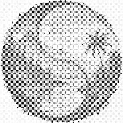 Mal-med-prikker -  Yin Yang Sol og Måne 2