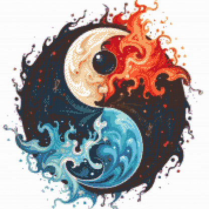 Diamond Painting - Jin Jang - Vand og Ild