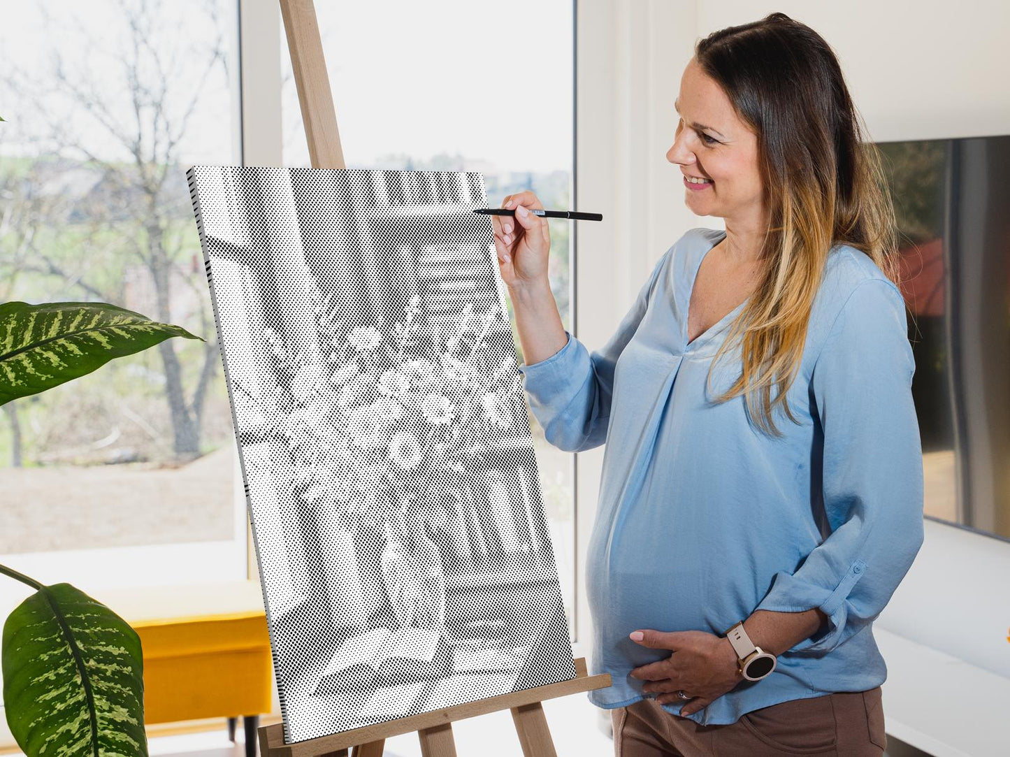 Mal-med-prikker -  Buket engblomster