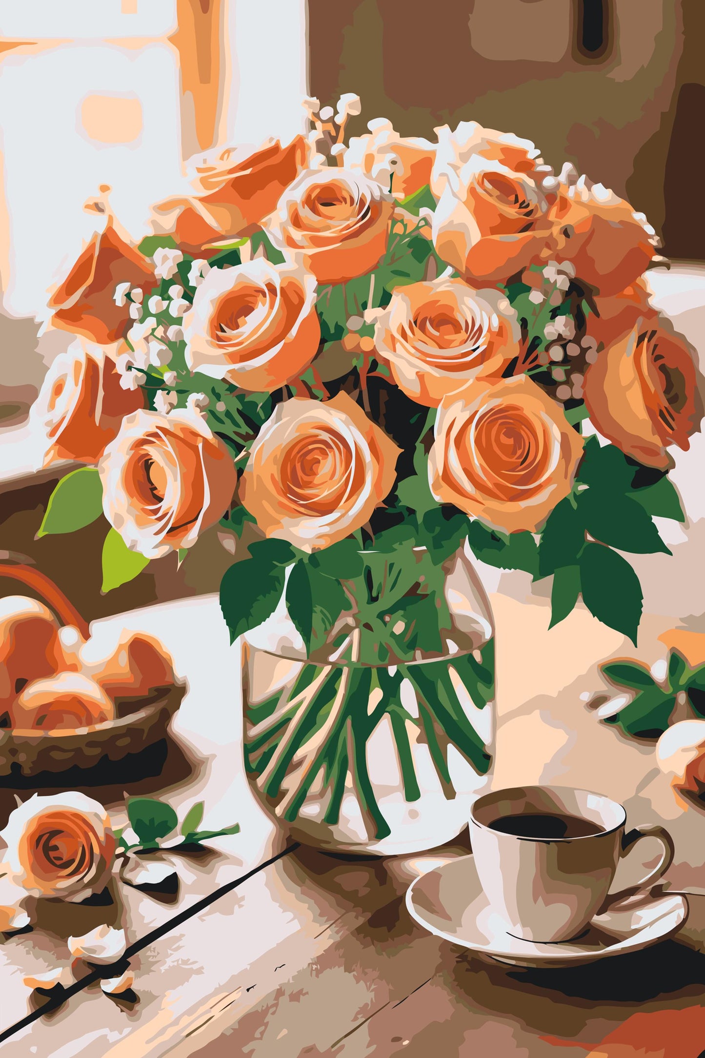 Paint by Numbers - Buket roser i en vase