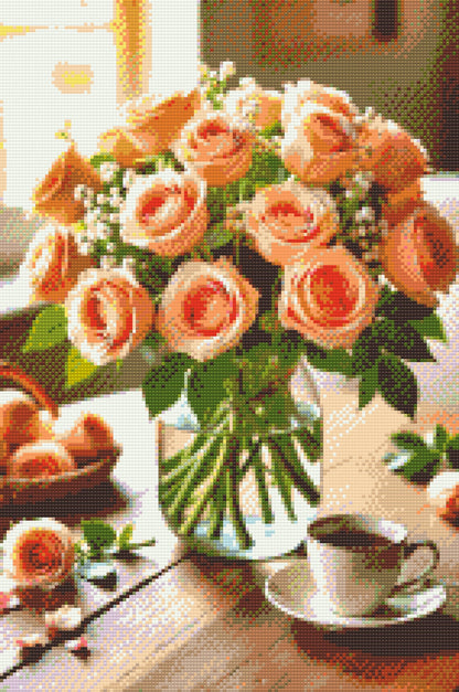 Diamond Painting - Buket roser i en vase