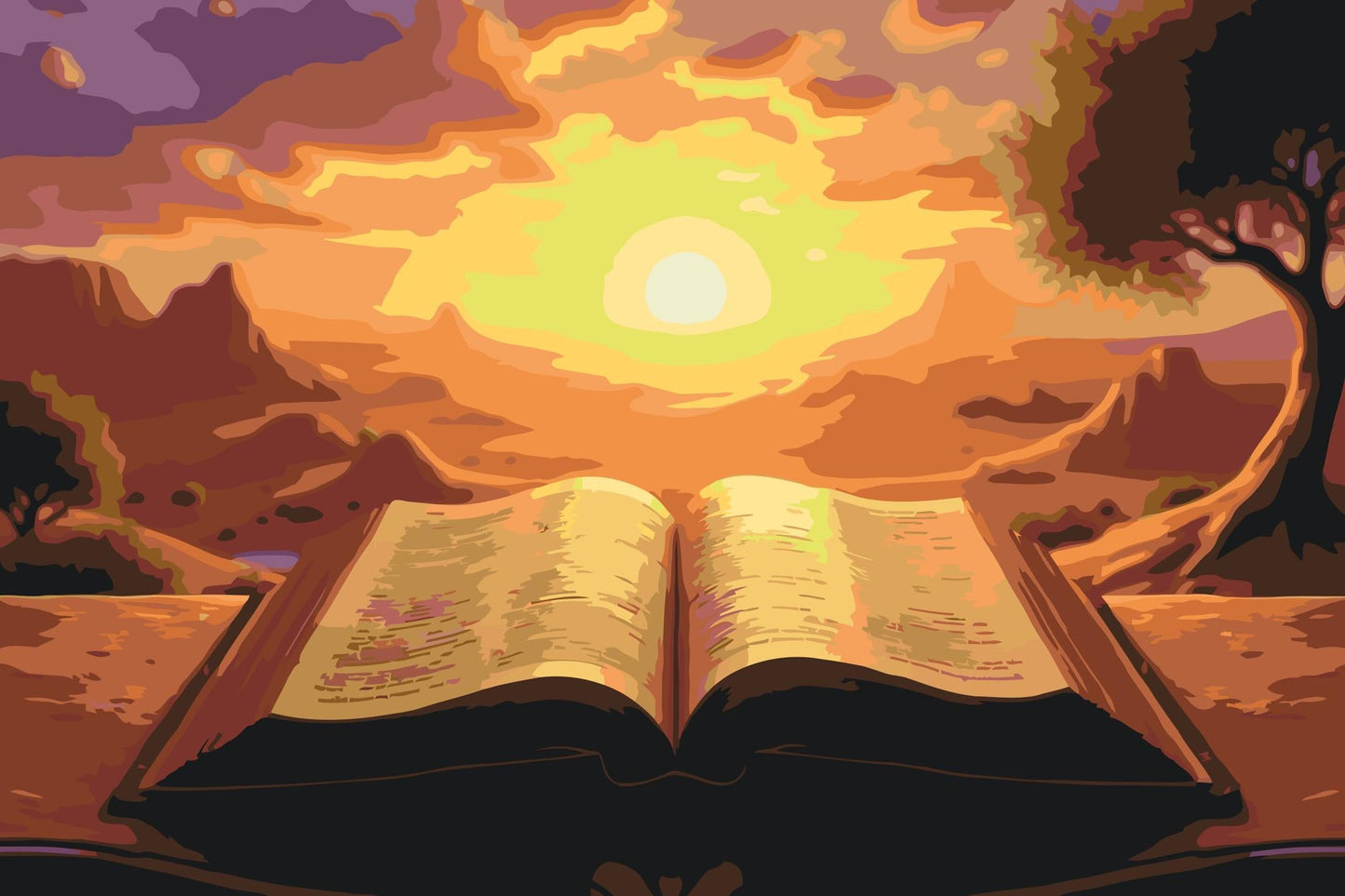 Paint by Numbers - Bibelen ved solnedgang