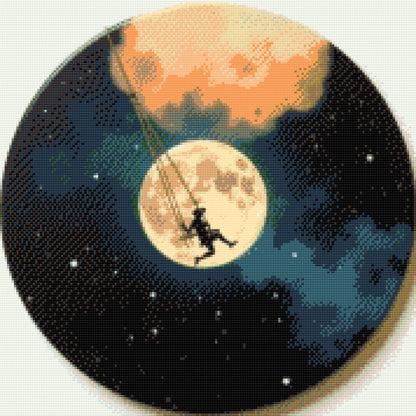 Diamond Painting - Vinylplade – Swing by the moon