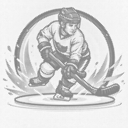 Mal-med-prikker -  Hockeyspiller