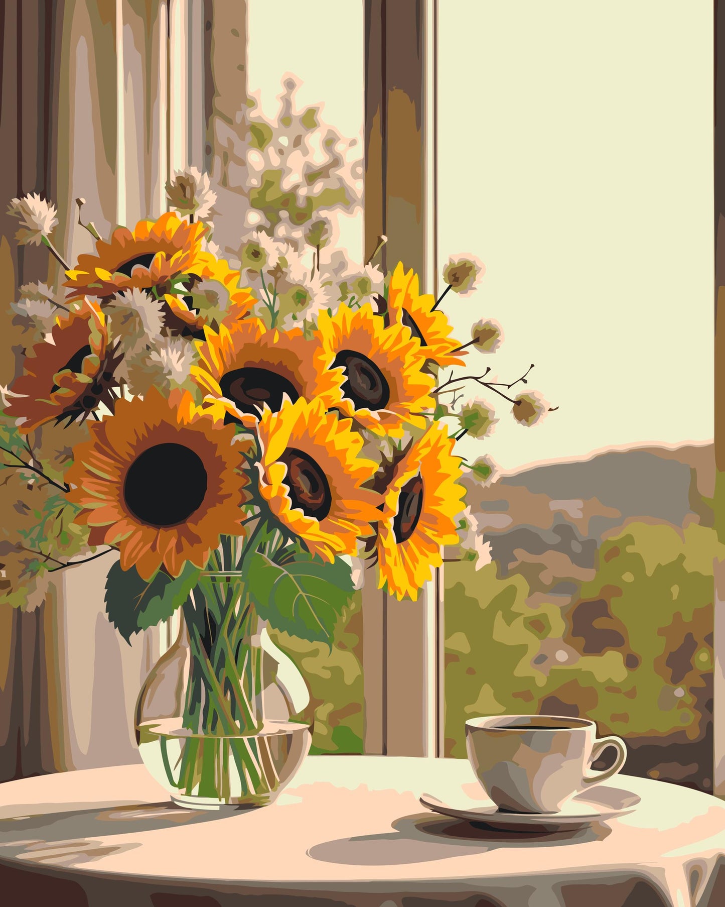 Paint by Numbers - Solsikker i en vase