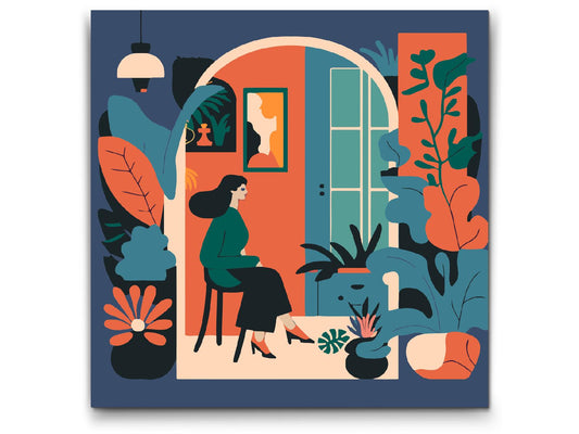 Paint by Numbers - Illustration - Kvinde i lejligheden