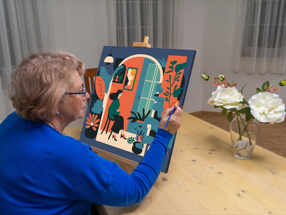 Paint by Numbers - Illustration - Kvinde i lejligheden