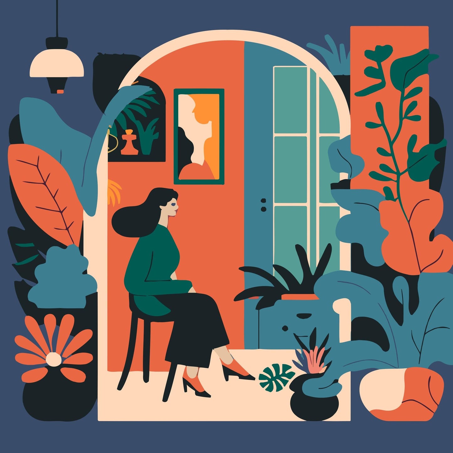 Paint by Numbers - Illustration - Kvinde i lejligheden