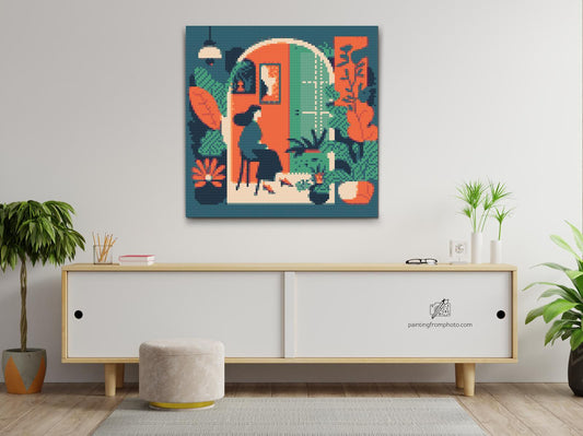 Diamond Painting - Illustration - Kvinde i lejligheden