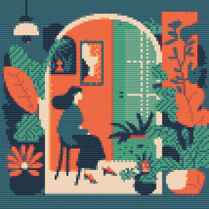 Diamond Painting - Illustration - Kvinde i lejligheden